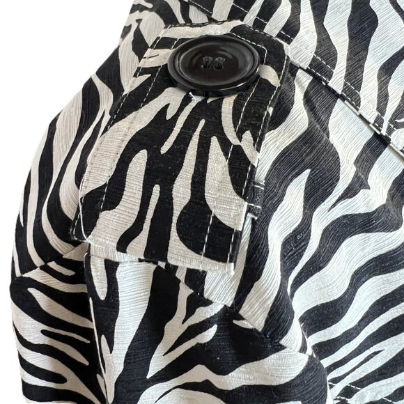 ✨SilkLand Zebra Print Double-Breasted Jacket XL Vintage vibe Shoulder&cuff Tabs - Picture 5 of 16